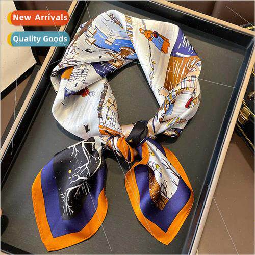 lk silk scarf square scarf Moscow night print pattern fall w