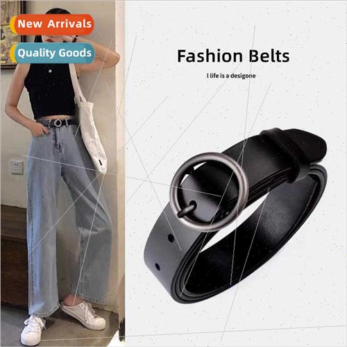 Belt women leather round buckle hundred cowhide fashion summ