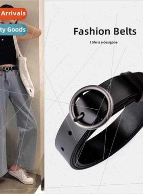 Belt women leather round buckle hundred cowhide fashion summ