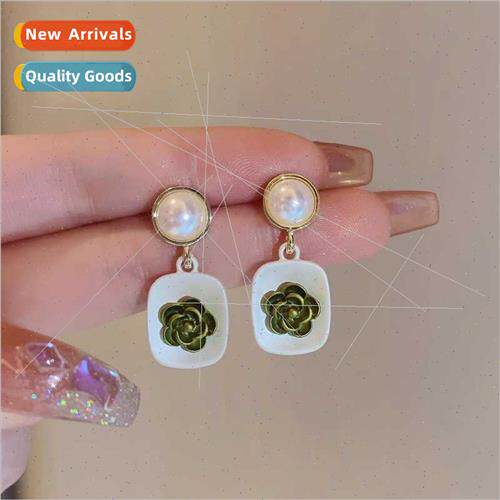Vintage color clash spray paint flower earrings female niche
