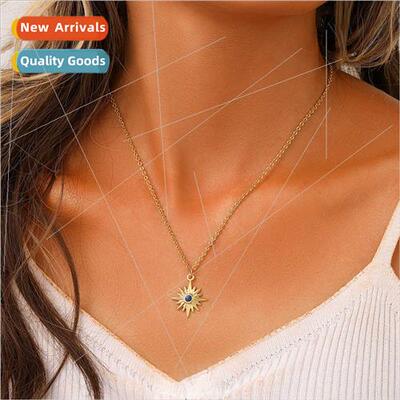 Europe star necklace women ins cold stainless steel gold com