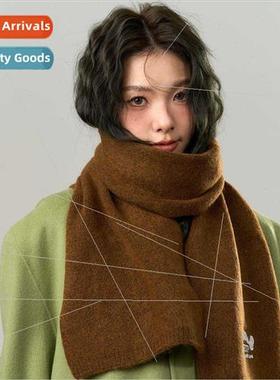 Autumn winter  Merad Brown warm wool blend scarf Korean Kore