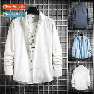 long sleeved blouse new sol color men solid Autumn shirt