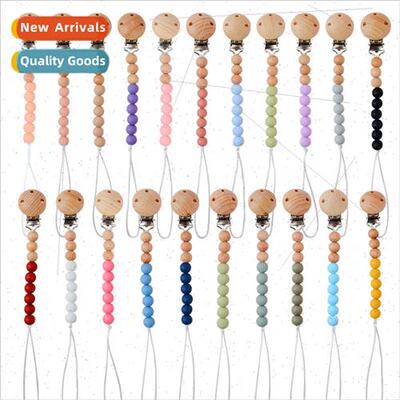 Baby  beechwood round clip pacifier chain soothing baby sili