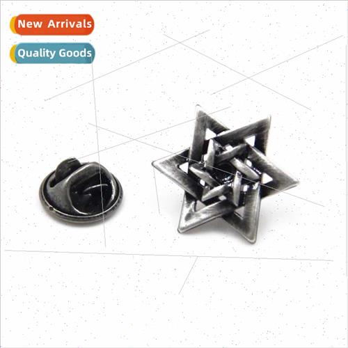 Hexagonal mangosteen cufflinks brooch men women shirt collar