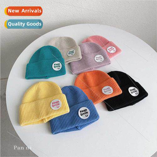 Alphabet smiley children wool cap Korean  casual hundred wh