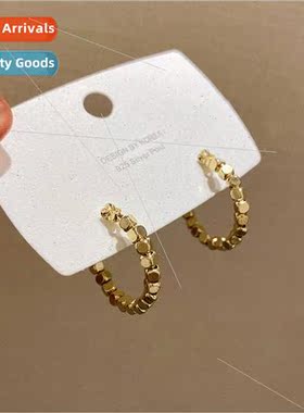 Retro HK new tide metal broken silver earrings ins minimalis