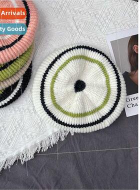 A whole sense Korean atmosphere ~ color clashing stripes knt