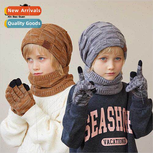 9140 Children Hat Gloves Scarf Set Winter Ear Protection Pul