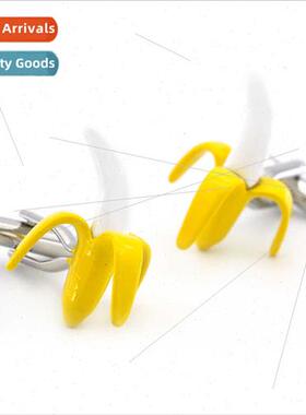 Fruit Series Yellow Banana Cufflinks Men Women Baking Lacque