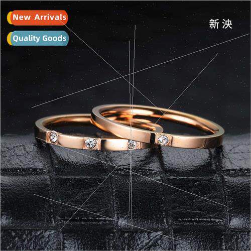 New fashion stainless steel wh diamond ring female Korean  c