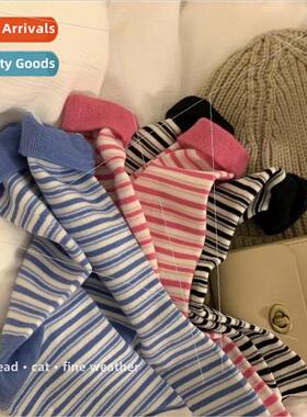 Striped socks female ins wind nd spring and fall Japanese hu