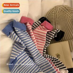 Striped socks female ins wind nd spring and fall Japanese hu