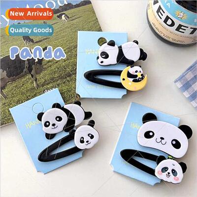 new cute cartoon panda hair clips girls versatile bangs side