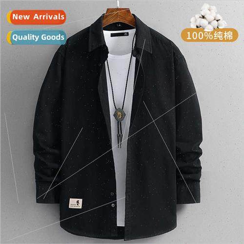 Spring cotton workwear jacket shirt men Korean fashion long-