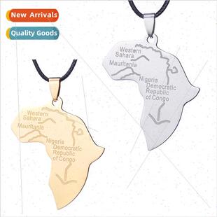 Gold Plating Color Retention Tanium Steel Africa Map Jewelry
