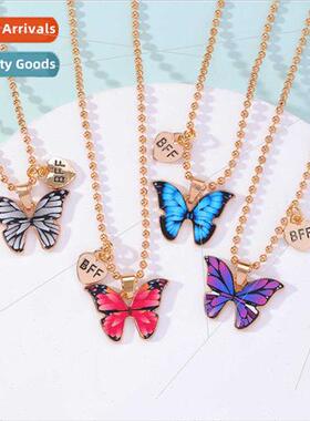 model creative letters best friend butterfly necklace girlfr