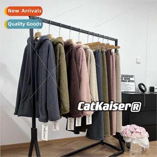 thickened fleece home warm hooded women pajamas cat Cat