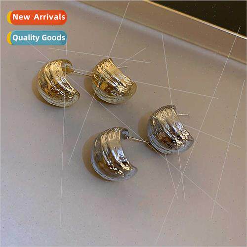s925 silver needle C-shaped metal earrings female HK fashion