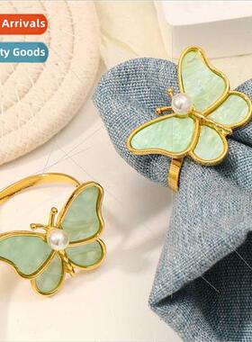 Butterfly napkin ring pearl shell animal napkin clasp napkin