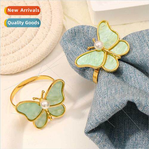 Butterfly napkin ring pearl shell animal napkin clasp napkin
