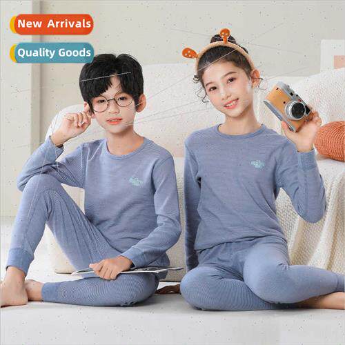 Children autumn winter new de striped fleece thermal underwe