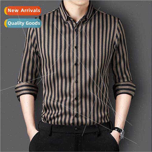 Business casual striped shirt long-sleeved men spring fall h