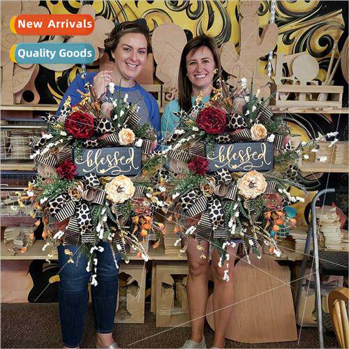 Christmas Wreath Fall Color  Thanksgiving Plant Wreath Door