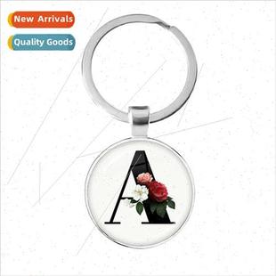 time gemstone metal letters charm alphabet key pendant