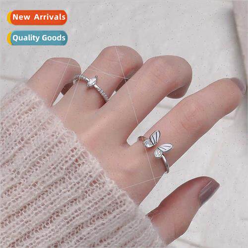2-in-1 combination open finger ring Korea whe dance butterfl