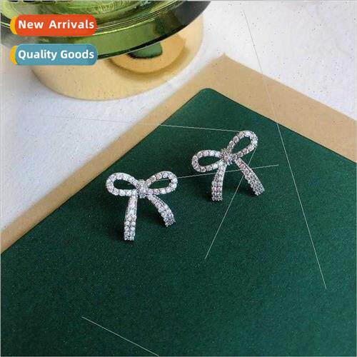 Full diamond silver pin earrings female summer niche butterf