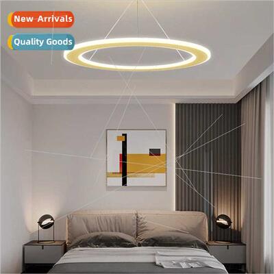 Bedroom chandelier light luxury modern minimalist round mast