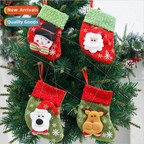 Christmas small socks gift bag Corduroy mouth snowflake clot