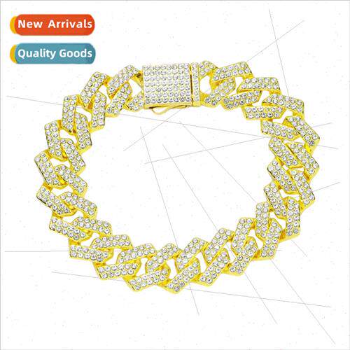 Europe Hip Hop Bracelet 15mm Double Row Full Diamond Rhombus
