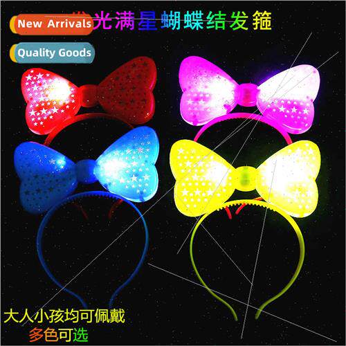 Korean  bow headbcolorful flash hair bhollow pentagram head