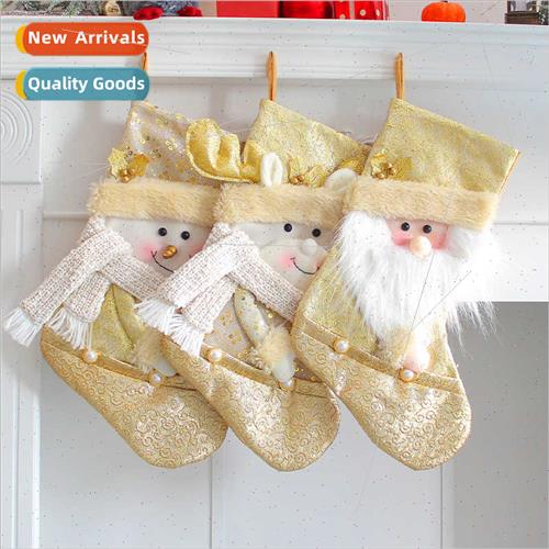 New Santa Claus Snowman Gold Christmas Socks Christmas Tree
