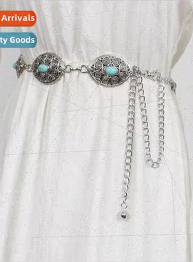 Elegant gemstone decorative belt female fine metal waist cha