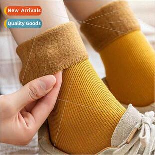 Socks padded long calf socks mid Korean female snow