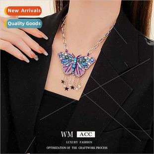 butterfly star tassel Zirconia niche drip necklace fashi oil