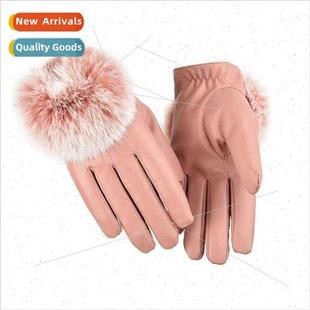 Women touch screen leather gloves warm PU leather gloves win