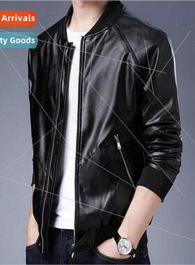 Leather jacket men spring 2022 new soft leather jacket Slim