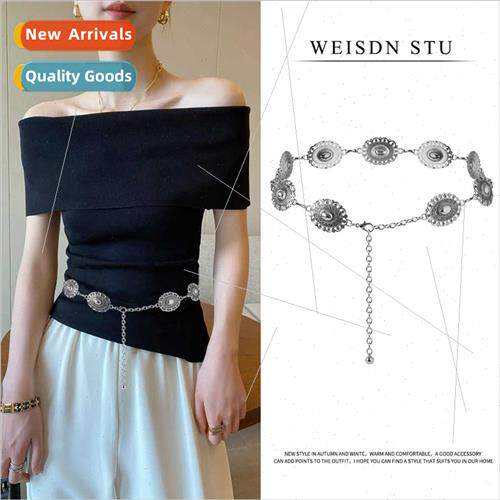 terary wind female simple dress waist chain accessories fash