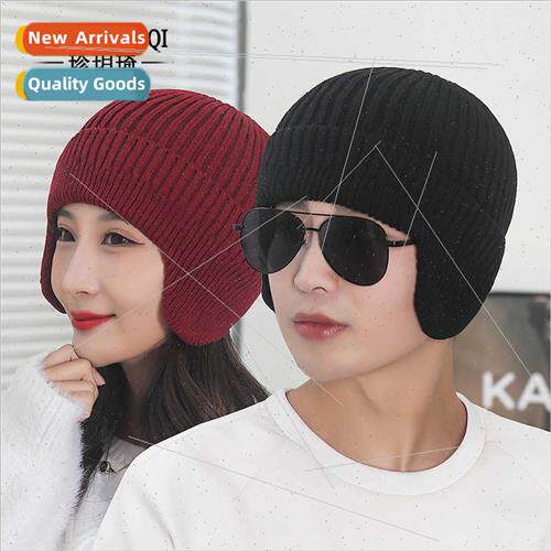 Winter padded warm ear protection over-head knted cap men wo