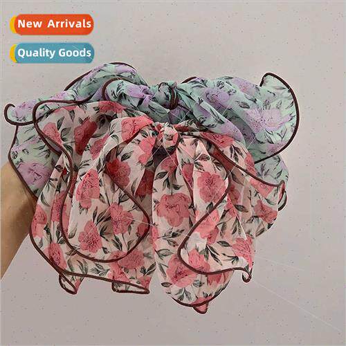 Summer sweet chiffon draping flowers large bow hair clips ba