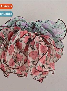 Summer sweet chiffon draping flowers large bow hair clips ba