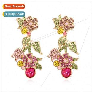 diamond flower earrings New fashion crystal retro creative