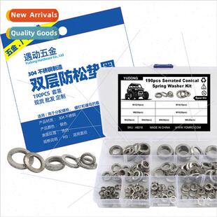 190pcs-8 sizes Stainless double lock washers Double-sided to