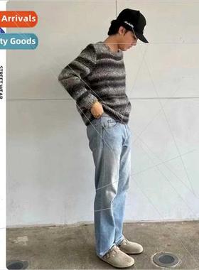 High set vintage 501 washed snowflake pattern ice blue strai