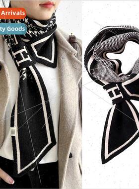 Thousbirds check small scarf women autumn winter Korean knte
