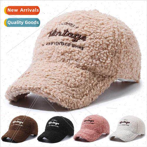 Winter new plush warm embroidered letters baseball cap child